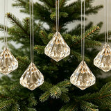 Clear Faceted Diamond Crystal Christmas Ornaments Acrylic Gem Hanging Pendants for Xmas Tree Home Holiday Decoration