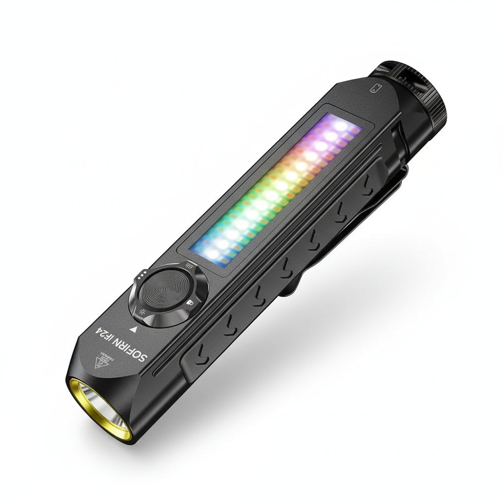 IF24 2000lm RGB LED Flashlight (SST40 Main Beam & Side Light) - IP66 Waterproof 18650 USB-C Rechargeable Torch with Magnetic Tailcap