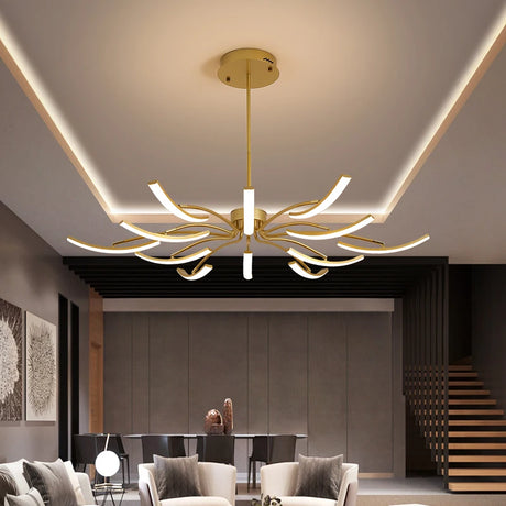Modern Matte Finished Chandelier for Living Room Decoration Kitchen Bedroom Study Adjustable Light Decorative Led Ceiling Lamps