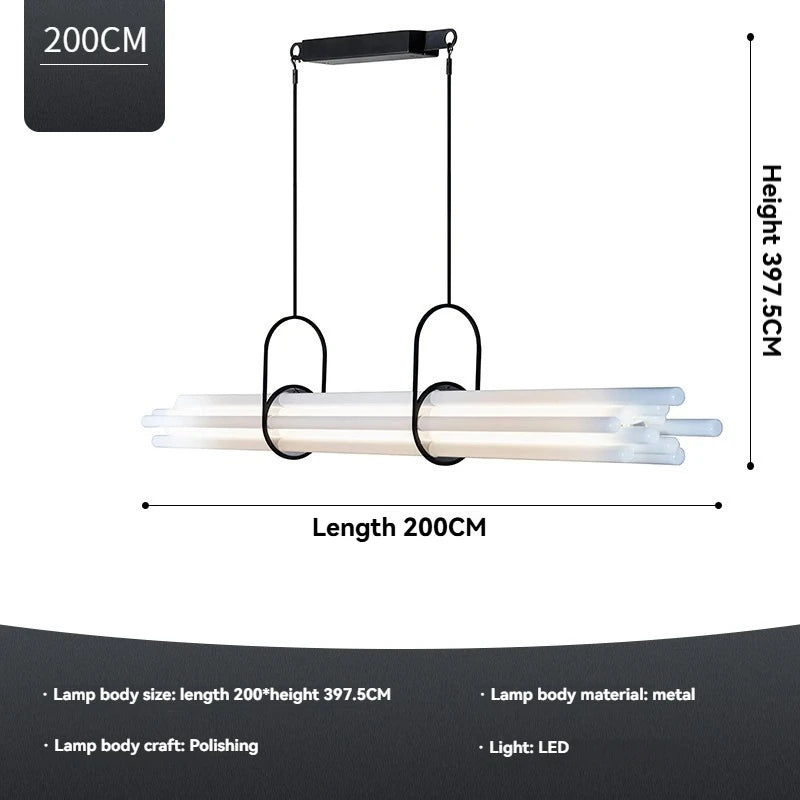 Modern Long Pendant Lamp For Kitchen Table Island Living Dining Room Minimalist Strip Creative Design Acrylic Hanging Chandelier