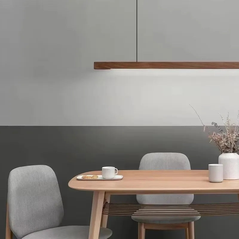 Walnut Color LED Chandelier Dining Room, Kitchen, Island Hanging Lights, Restaurant, Office ,Coffee ,Home Lighting Ash Wooden