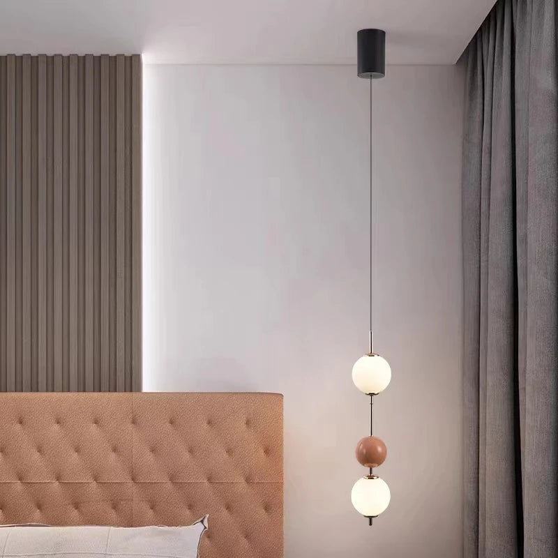 Colorful Ball LED Pendant Light White Glass Ball For Bedroom Dining Room Kitchen Hanging Lamp 4000K Wire Adjustable