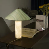 Nordic Cylindrical Marble Base LED Table Lamps Fabric Shade Living Room Study Restaurant Bedroom High-end Home Decor Desk Lights