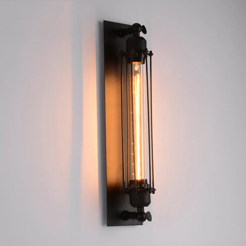 Industrial Iron Wall Sconce - Retro Loft Style Lamp for Corridor & Stairs