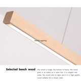 Nordic Long Wood Strip LED Pendant Light Dining Table Lamp Minimalism Suspension Chandelier Living Dining Room Lighting Fixture