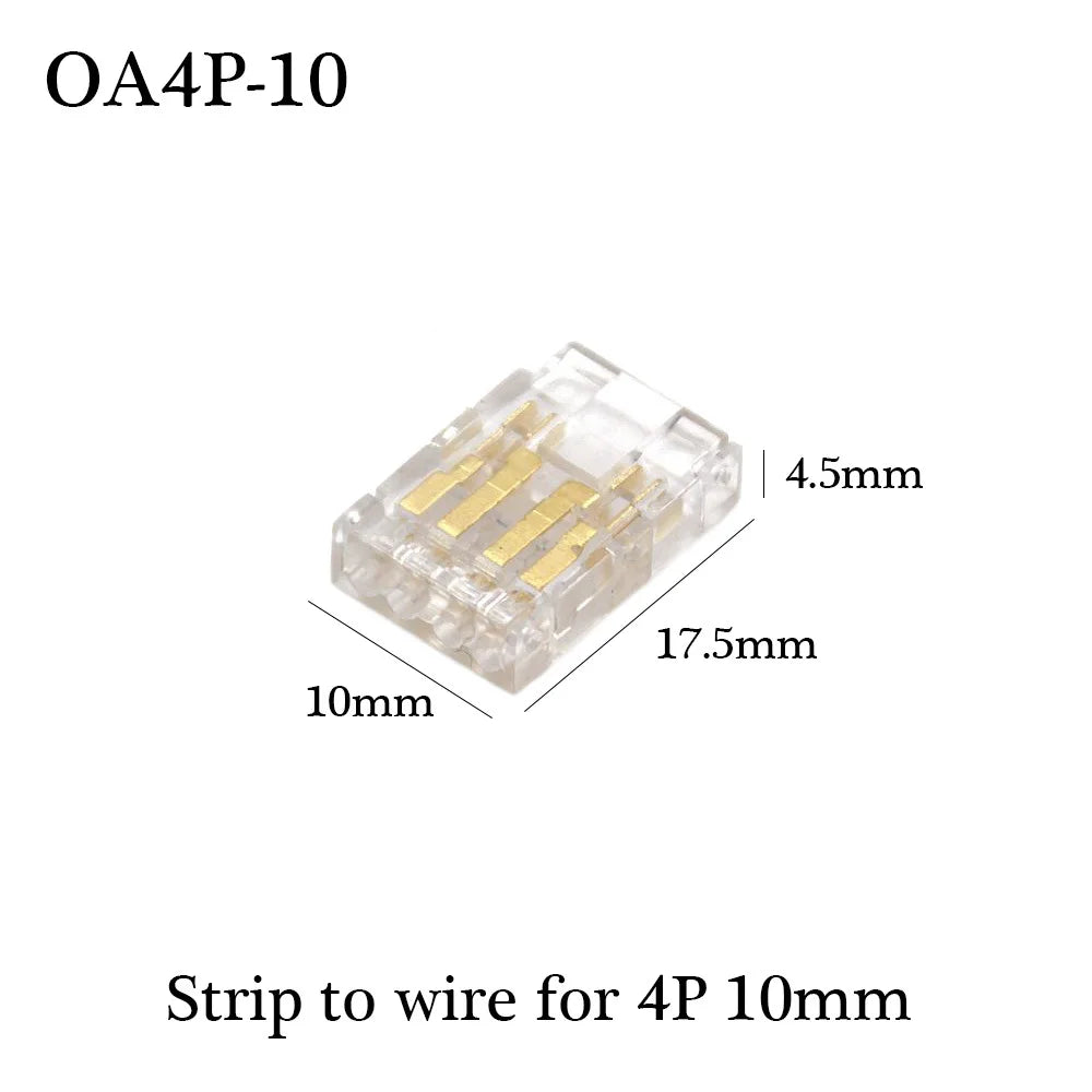 COB LED Wire Connector 5 8 10mm Connection Solderless Mini Buckle FCOB RGB CCT LED Strip Lights 2 3 4 Pin No Dark Area Connector