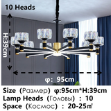 Modern Crystal Glass Ceiling Chandelier LED Pendant Lights Home Decorative for Living Room Bedroom Kitchen Dining Room Indoor