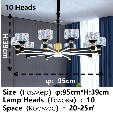 Modern Crystal Glass Ceiling Chandelier LED Pendant Lights Home Decorative for Living Room Bedroom Kitchen Dining Room Indoor
