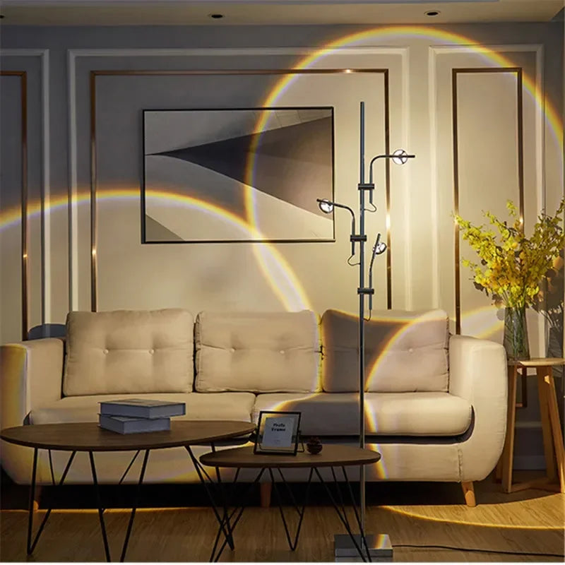 Multi-head and Shadow Dawn Sunset Projection Atmosphere Light Luxury Internet Celebrity Decorative Floor Lamps Personality
