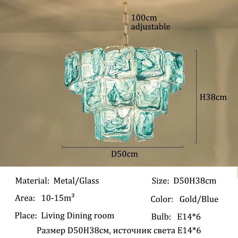 Luxury Murano Glass Ceiling Chandelier Pendant Light - Handcrafted Modern Hanging Lamp Fixture for Dining Room, Living Room & Home Interior Decor