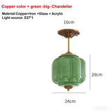 Eloise French Medieval Scallop Milk Glass Pendant Lamp - Retro Green Globe LED Dimmable Hanging Light for Homestay, Dining Room & Office Decor