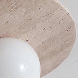 High Quality Natural Stone Ceiling Light Travertine Downlight with Glass Ball Wabi Sabi Milk Oil Wind Home LED Ceiling Ligh