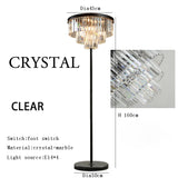 Gray Crystal Floor Lamps Luxury Led Home Decoration Amber Standard Light Living Room Bedside Appliance Standing Lighting 2025