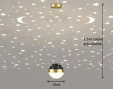 Creative led Ceiling Light with Moon Stars Modern Asile Ceiling Lights Gold/Black Atmosphere Ceiling Hanging Lamp Loft Lighting