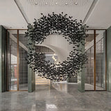 Black Art Crystal Chandelier Modern Stone LED Hanging Lamp for Hallway Lobby Staircase Villa Home Decor