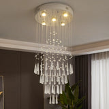 Crystal Droplight Led Pendant Light Modern Loft Stairs Chandelier Hanging Lustre Ceiling Lamp Home Appliance Decor Fixture