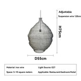 Wabi Sabi Style Pendant Lamp Hotel Restaurant Homestay Living Room Bedroom Bedside Lamp Wire Mesh Artistic Creative Lighting