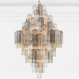 Crystorama Addis Polished Chrome Murano Glass Chandelier - Modern Luxury Pendant Light Fixture for Villa Staircase, Living Room & Hotel