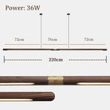 Minimalist Black Walnut Hanging Pendant Light Solid Wood Dining Lamp LED Long Strip Indoor Lighting for Living Room Kitchen Deco