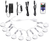 Linkable Under Cabinet LED Lighting 12V Dimmable Puck Lights with Wireless RF Remote Control, Hardwired & Wall Plug in