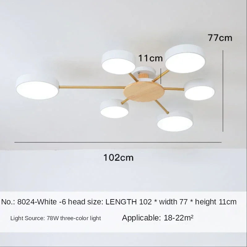 Nordic Creative Macaron Log LED Ceiling Light Bedroom Living Room Chandelie Modern Villa Restaurant Interior Lighting Decoration
