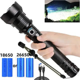Super Bright Rechargeable LED Tactical Torch with Zoom USB Powerful XHP70.2 Flashlight Camp Lamp Using 18650 Or 26650 Battery