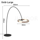 Nordic Luxury Circular Fishing Floor Lamp Living Room Bedroom Sofa Home Decoration Modern LED Light Wrought Iron Bedside Lamp