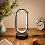 1PC Mini Circular Metal Art Desk Lamp with Three Color Lighting and USB Port