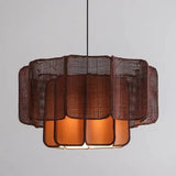 Wabi-sabi Style Rattan Pendent Lamp Vintage Zen Lighting Fixture for Dining Room Parlor Bedroom Guesthouse Bar Counter Luminaire