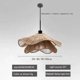 Handmade Rattan Flower Pendant Lamp - Organic LED Chandelier for Living Room