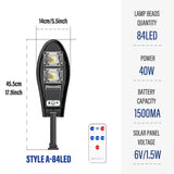 Solar Outdoor Garden & Street Light - Waterproof LED Motion Sensor Floodlight with Remote Control for Wall, Garage & Pathway