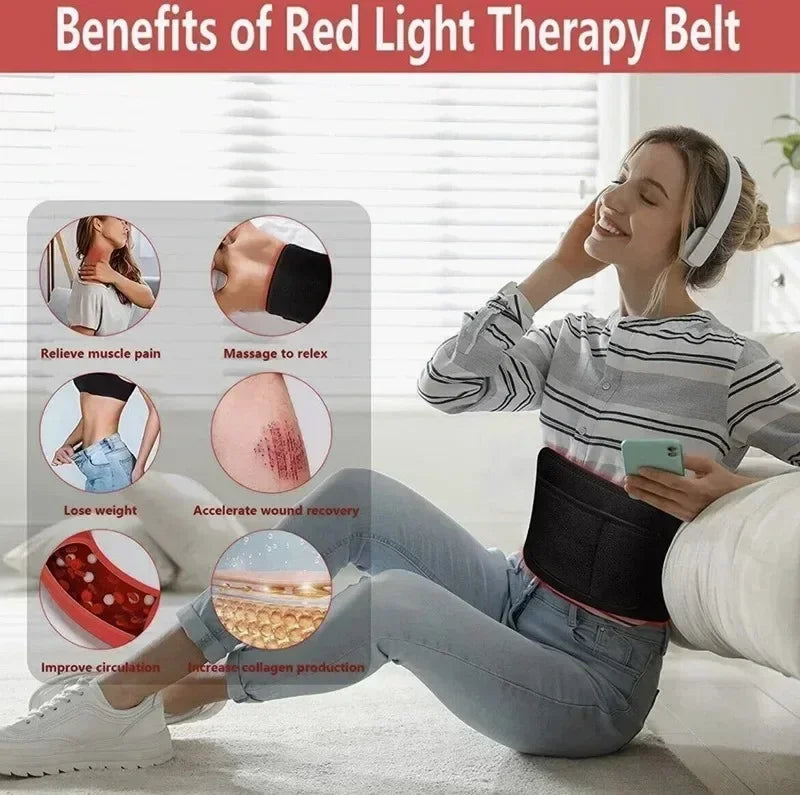 NEW 120 LEDs Red Light Belt 660nm&850nm Infrared Light Therapy Pad for Body Fatigue Deep Therapy for Back Knee Hands Feet Relief