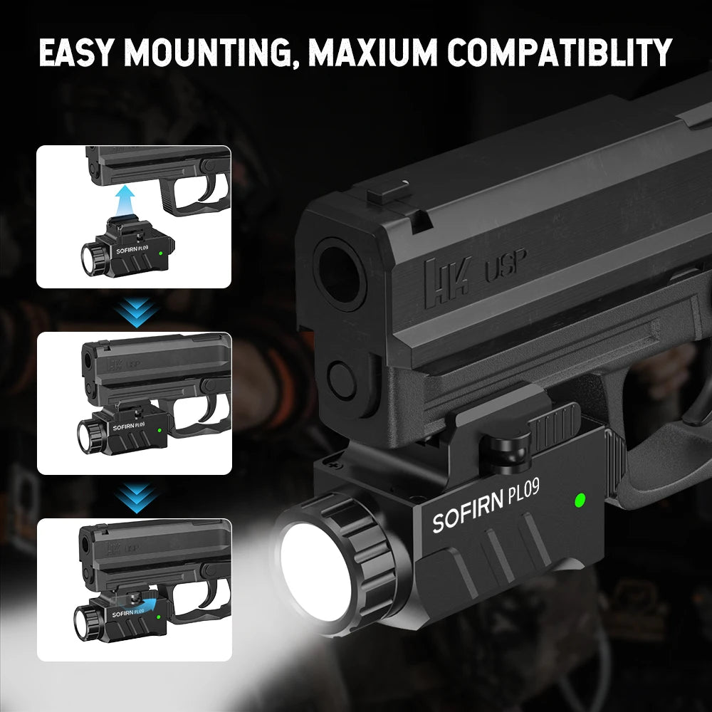 PL09 1600-Lumen Rechargeable Tactical Flashlight - Quick-Release Picatinny Rail Mount