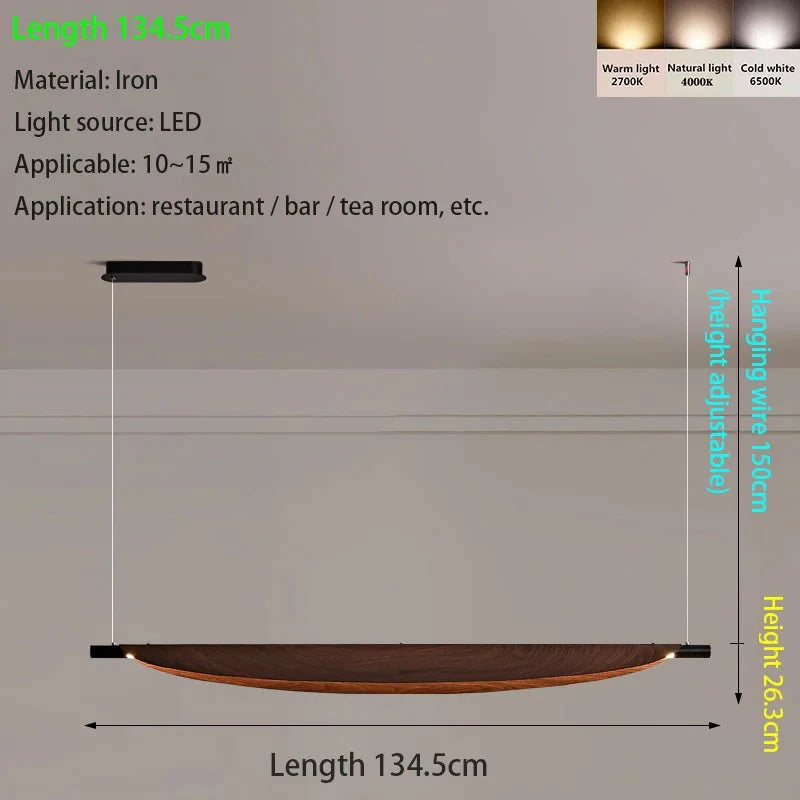 Wabi Sabi Retro Leaf Design Pendant Light Long Strip Chandelier Dining Tea Bar Room Table Light Creative Minimalist Home Decor