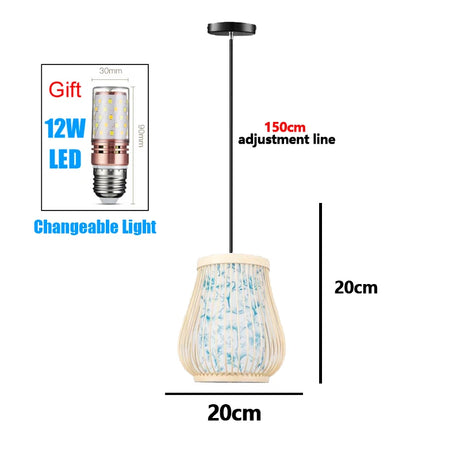 Handmade Vintage Pendant Lamp Bamboo Restaurant Café Chandeliers Wood Base E27 Bulb Lighting Hotel Bedroom Interior Classical