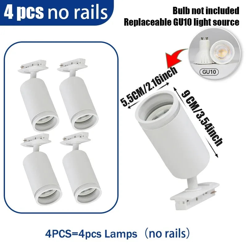 GU10 Track Light LED Interior Decoration Smart home Hallway Shop Rail Ceiling Lamp Fixture Replaceable Bulbs Led Spotlights Set