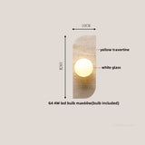 IWHD Home Decor LED Wall Light Fixture Coffee Corridor Living Room Nordic Modern Column Yellow Travertine Stone Wall Lamp Sconce