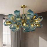 Creative All-copper Headboard Chandelier Light Luxury Individual All-copper Bedroom Blue Glass Lamp Indoor Home Decor G9 Bulb