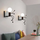 Modern Wall Lamp Iron Cartoon Humanoid Wall Lamps For Living Room Bedroom Nordic Home Decor Bedside Wall Light Bathroom Fixtures