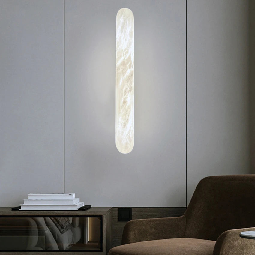 2026 Modern Luxury Natural Marble Wall Lamp - LED Long Oval Stone Sconce