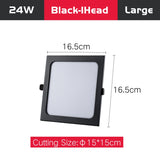 Ultra-Thin Square LED Recessed Downlight - 9W 12W 24W Ceiling Grille Panel