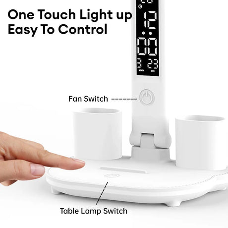 3in1 Multifunction Table Lamp LED Four-headed Folding With Fan Calendar Clock USB Rechargeable Desk light 3 color Reading Lamp