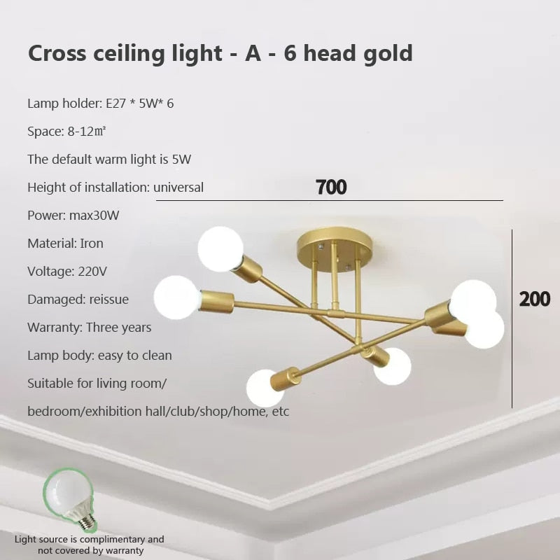 6 Heads LED Modern Ceiling Chandelier Hanging Lamp for Ceiling Dining Living Room Bedroom Hall Home Decor Lndoor Light Fixture