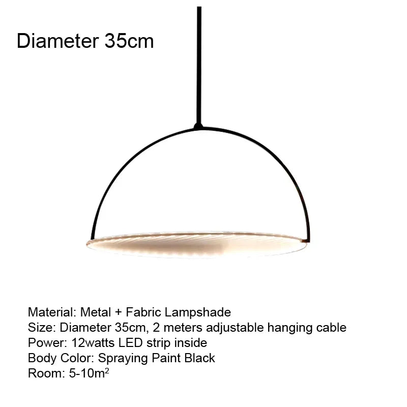 Modern Minimalist LED Fabric Pendant Light - Nordic Art Textile Ceiling Hanging Lamp Fixture for Dining Room, Bar Table & Living Room Decor