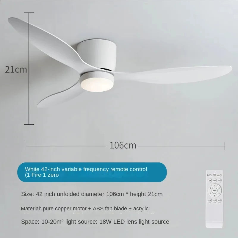 Ceiling Mounted Fan Light Intelligent Ceiling FanLamp Bedroom Restaurant Household Lowfioor Electric Fan CeilingLamp Nordic Style