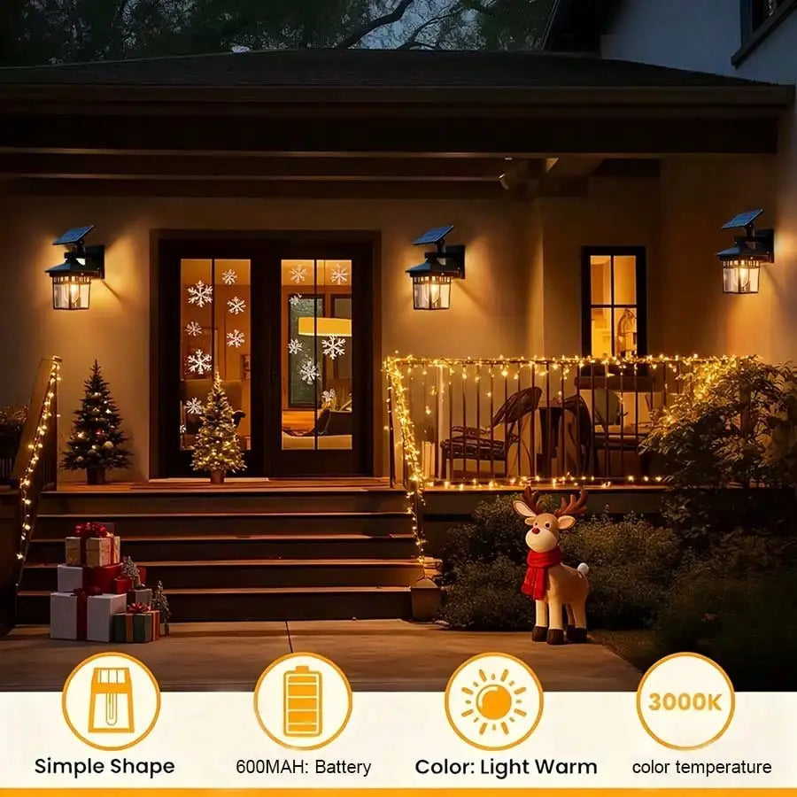 Retro Solar Outdoor Light Fixture (1/2-Pack) - IP65 Waterproof LED Lamp with Light Sensor for Garden, Camping & Porch Decor
