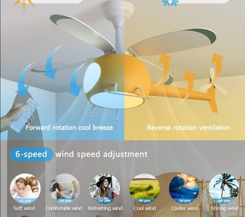 Children Room Ceiling Fan Lamp With Light Electric Fans Lights Small Bedroom Deco Cooling Decorations Remote Control