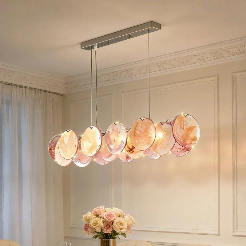 Colorful Italian Murano Glass Ceiling Chandelier - Luxury Handblown Pendant Light Fixture for Living Room, Bedroom & Hotel Lobby Decor
