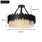 FKL Modern Crystal Black Chandelier For Living room Bedroom Oval Long Dining room Lamp Industrial Style Black Crystal Chandelier