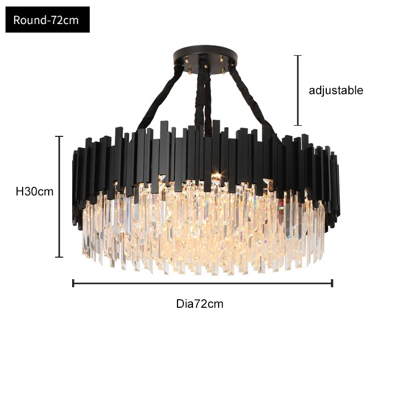 FKL Modern Crystal Black Chandelier For Living room Bedroom Oval Long Dining room Lamp Industrial Style Black Crystal Chandelier